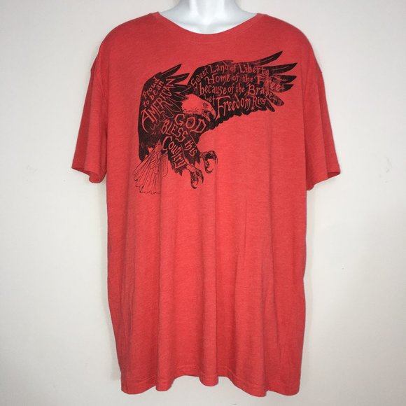 Galt Other - Galt Mens XL Red Black American Eagle Graphic Cotton Blend Short Sleeve T-Shirt